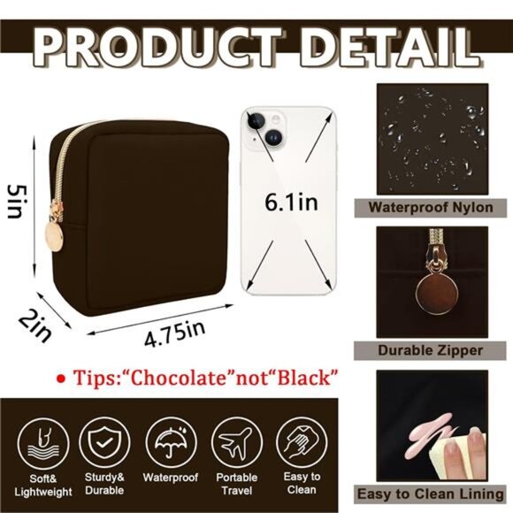 Mini Makeup Bag Cosmetic Pouch Travel Toiletry Organizer Nylon Zipper Purse - Picture 2 of 7